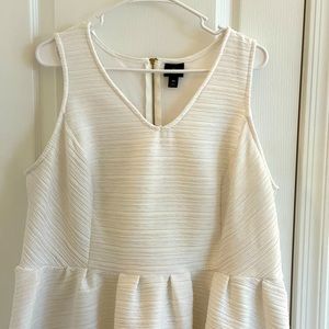 White textured peplum tank